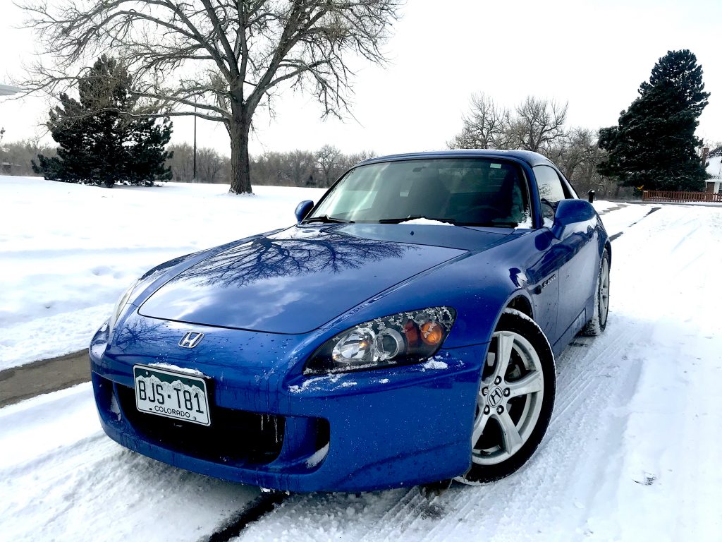 Honda S2000 sitting in the snow