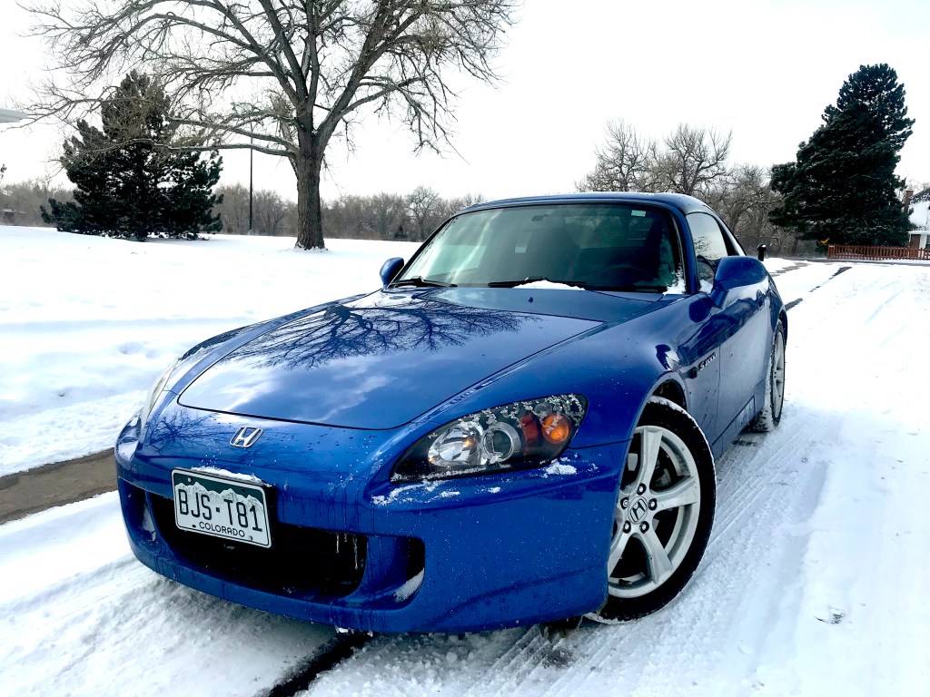 Honda S2000 sitting in the snow