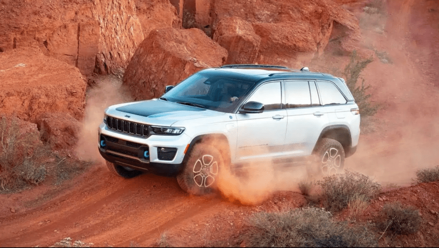 2022 Jeep Grand Cherokee 4xe in the dirt