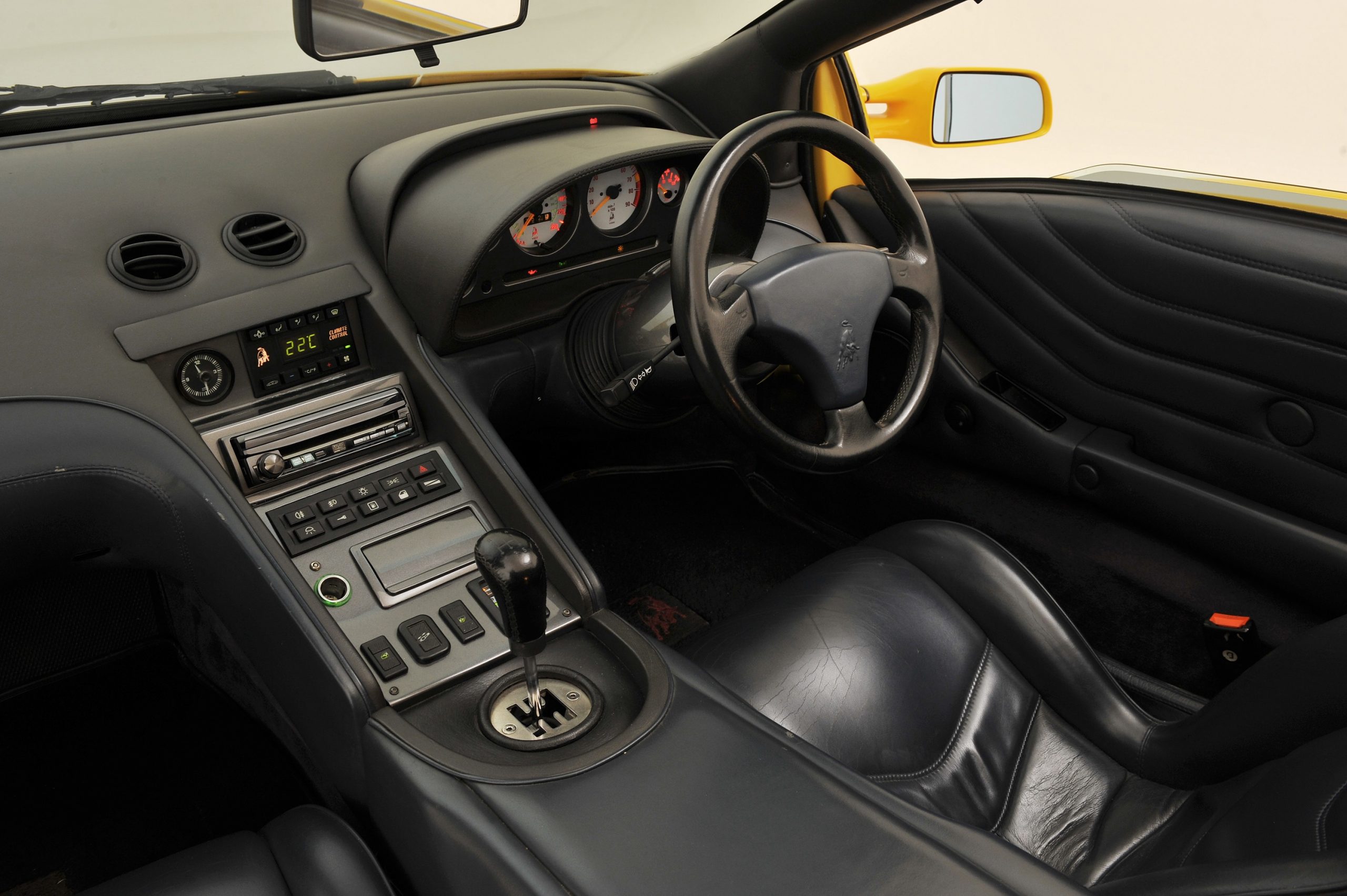 The interior of a Lamborghini Diablo super car