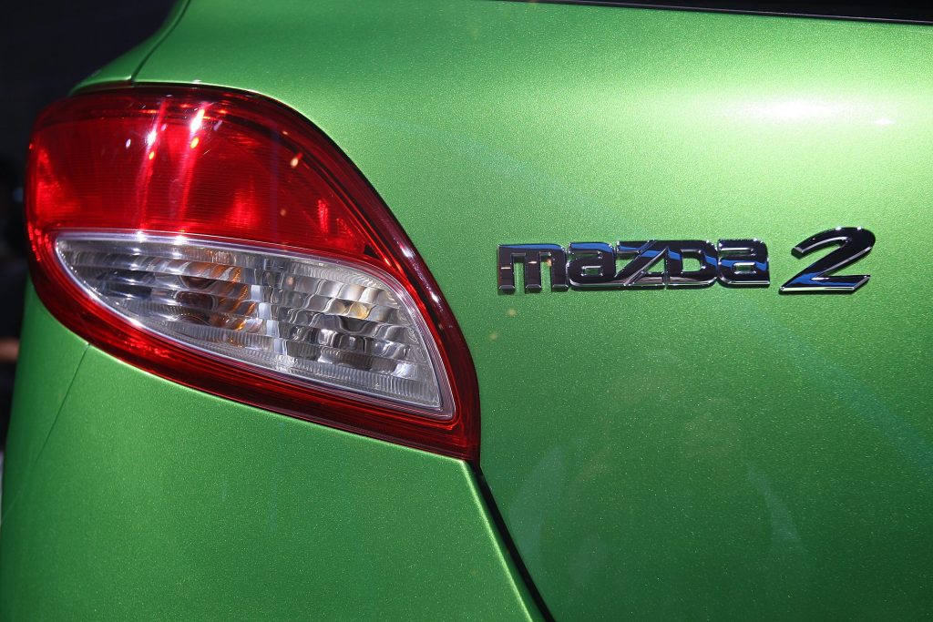         Mazda2 badge shown at the Los Angeles Auto Show