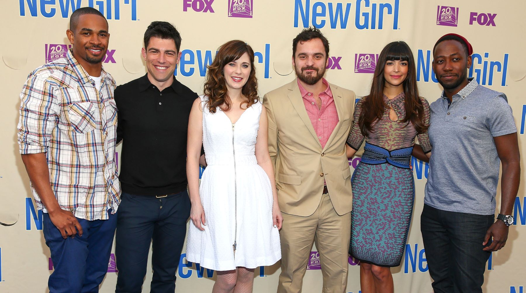 The cast of the FOX tv show 'New Girl' at a screening of the Season 3 finale in Los Angeles, California
