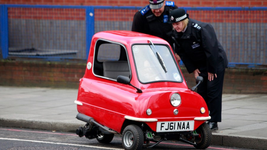 The Peel P50, the world's smallest production car, in London in 2012