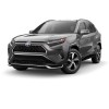 A dark gray 2022 Toyota RAV4 Prime against a white background.