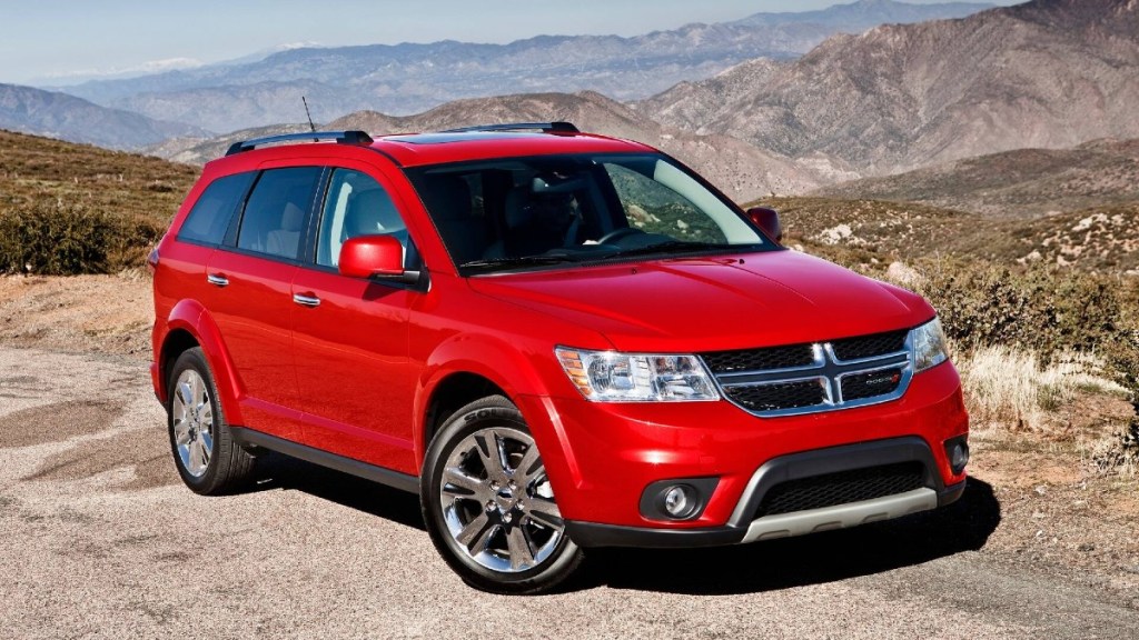 Red Dodge Journey Posed Outdoors