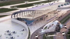 Rolls-Royce future airport concept art with aircrafts and airplanes