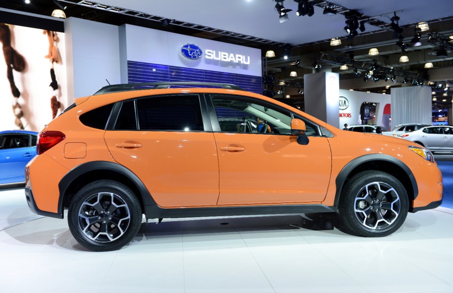 The Subaru Crosstrek featuring an orange paintjob.