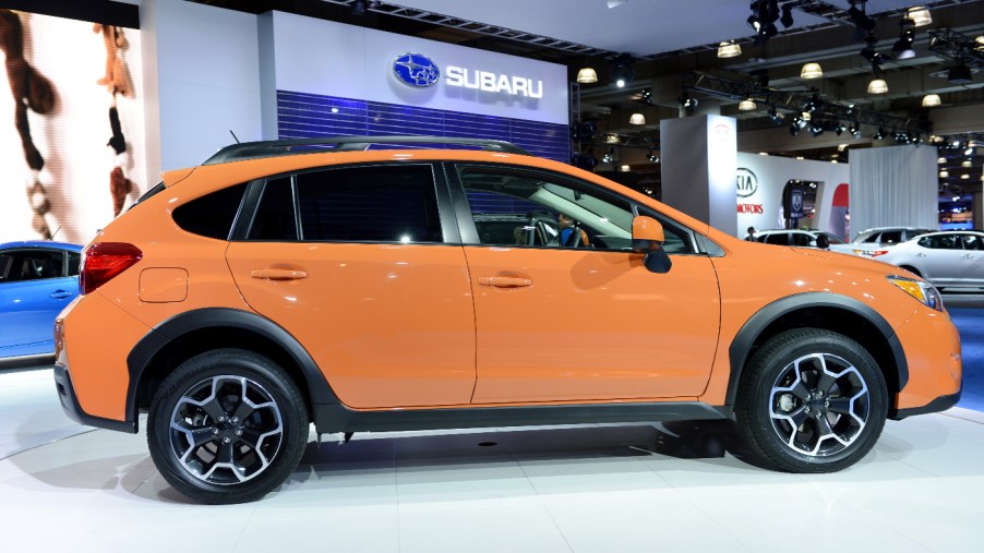 The Subaru Crosstrek featuring an orange paintjob.