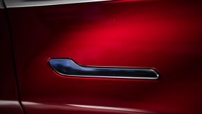 A Tesla Model 3 door handle