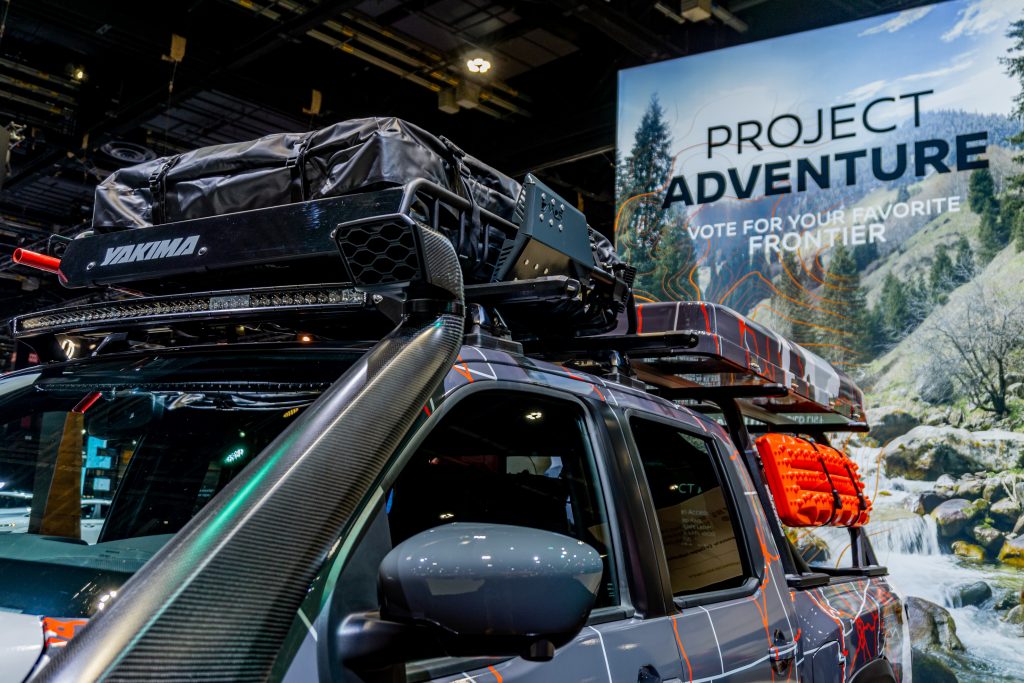 The 2022 Nissan Frontier Project Adventure roof rack with tent