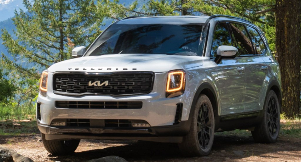 A gray 2022 Kia Telluride is parked outdoors.