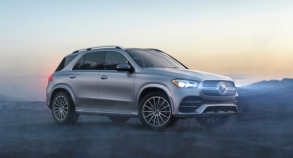 A gray 2022 Mercedes-Benz GLE compact SUV is parked.