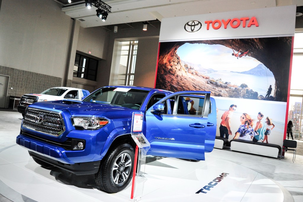 The Toyota Tacoma introduced at a car show.