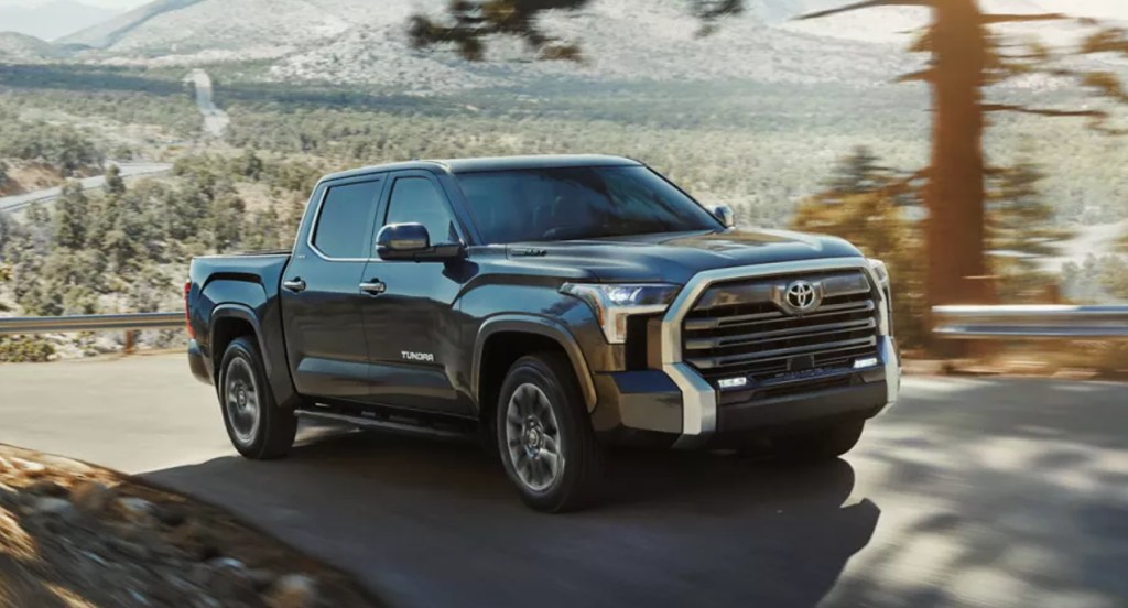 A black 2022 Toyota Tundra full-size pickup truck.