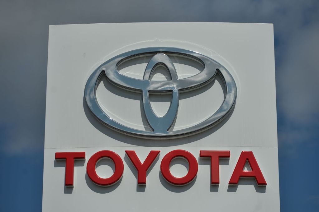 The Toyota logo, Toyota production stopped in Japan due to a cyberattack.