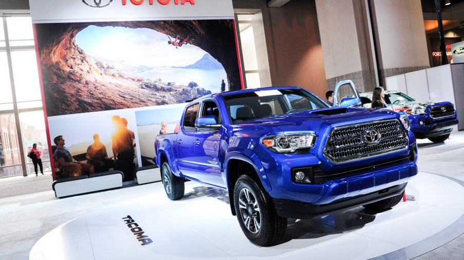 A Toyota mid-size truck, the Tacoma.