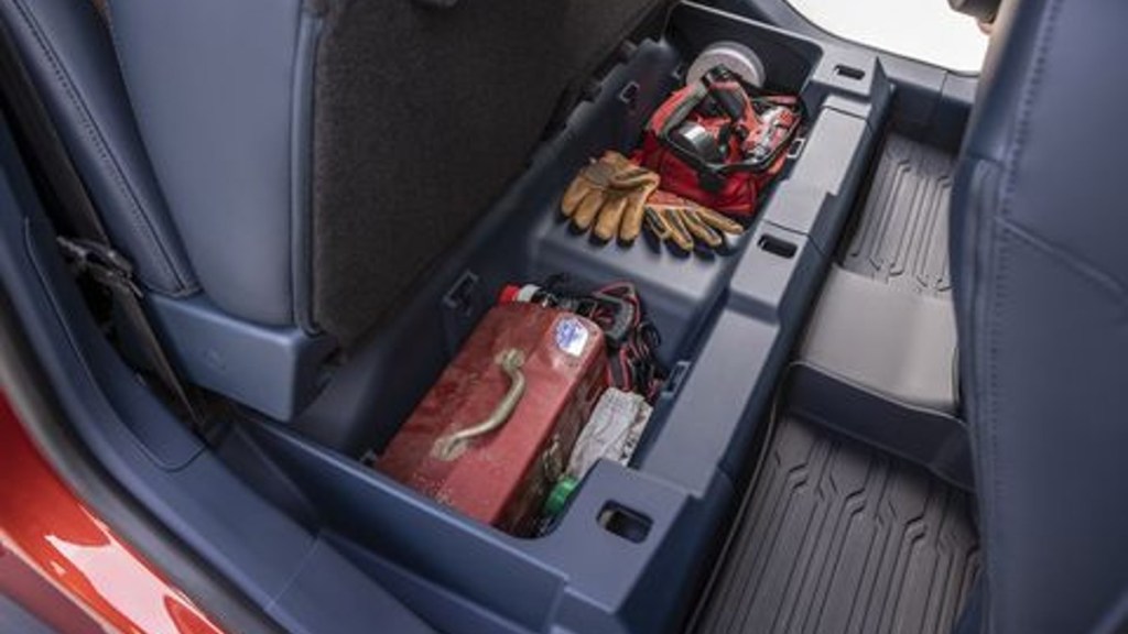 Storage area for FITS system under the seats of the Ford Maverick