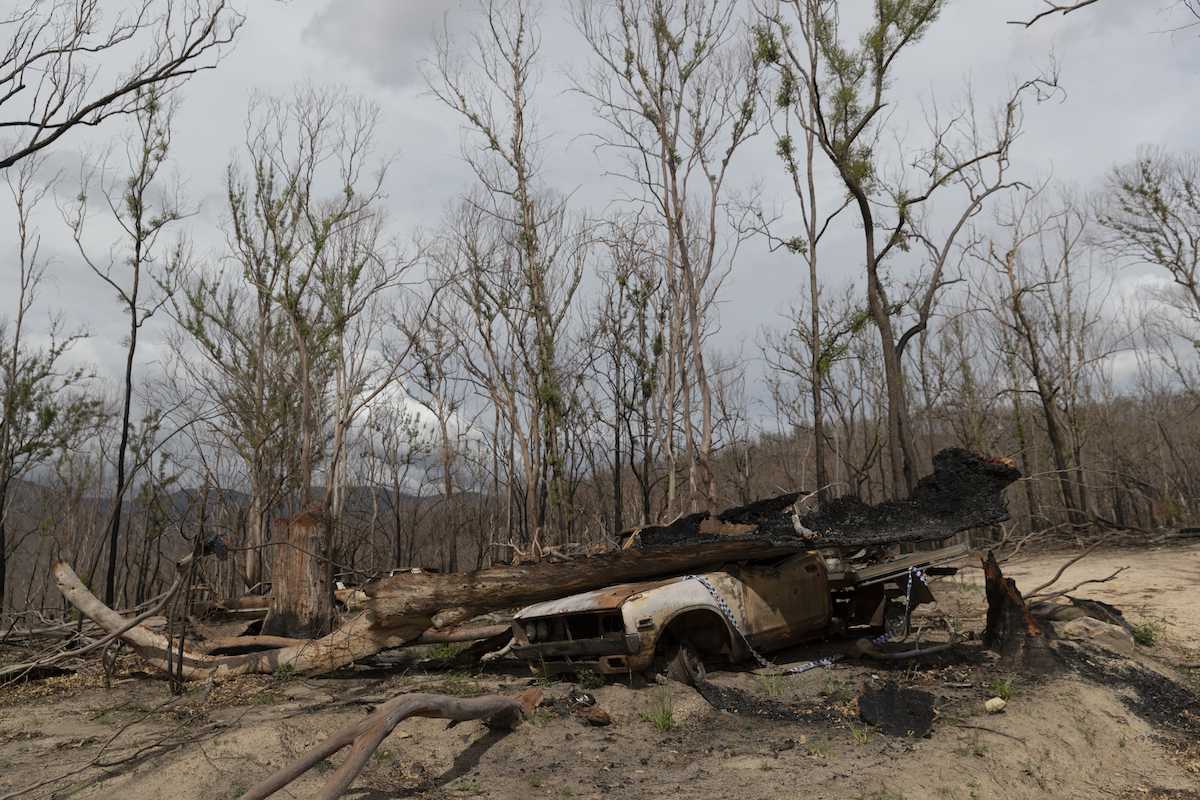 Burnt car in Australia in January 2020