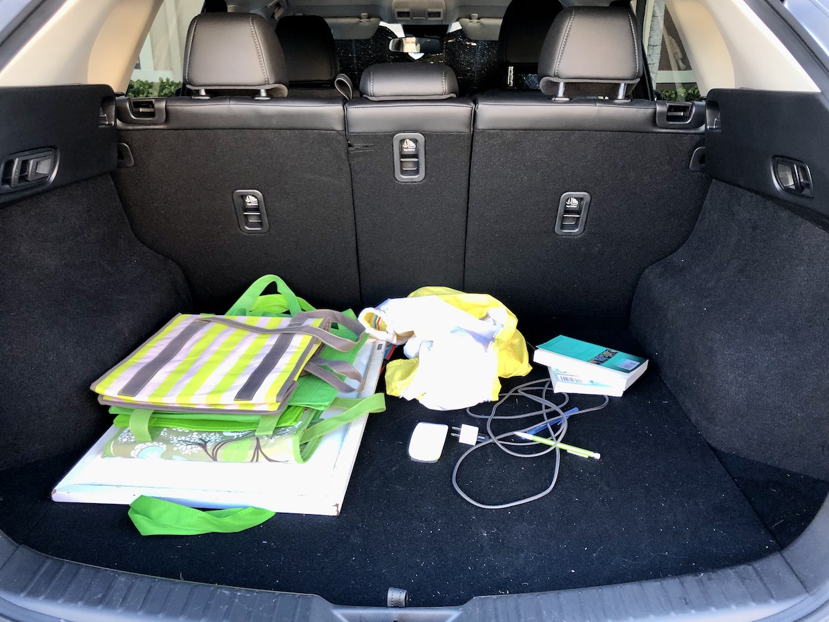 A car organizer could help declutter this SUV's messy cargo area