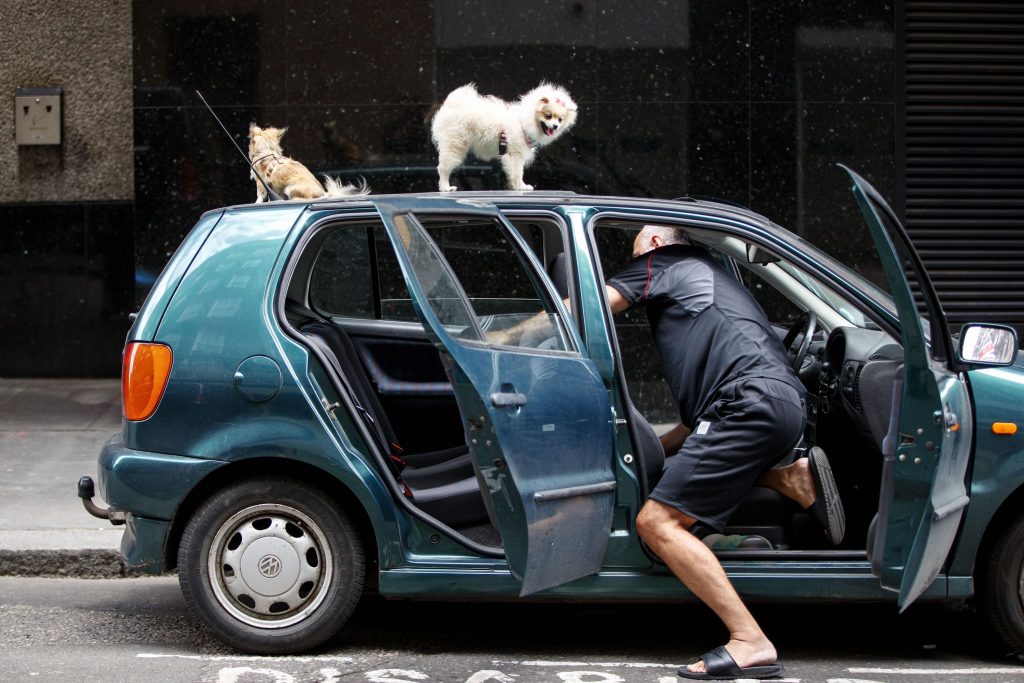 A man cleans his car