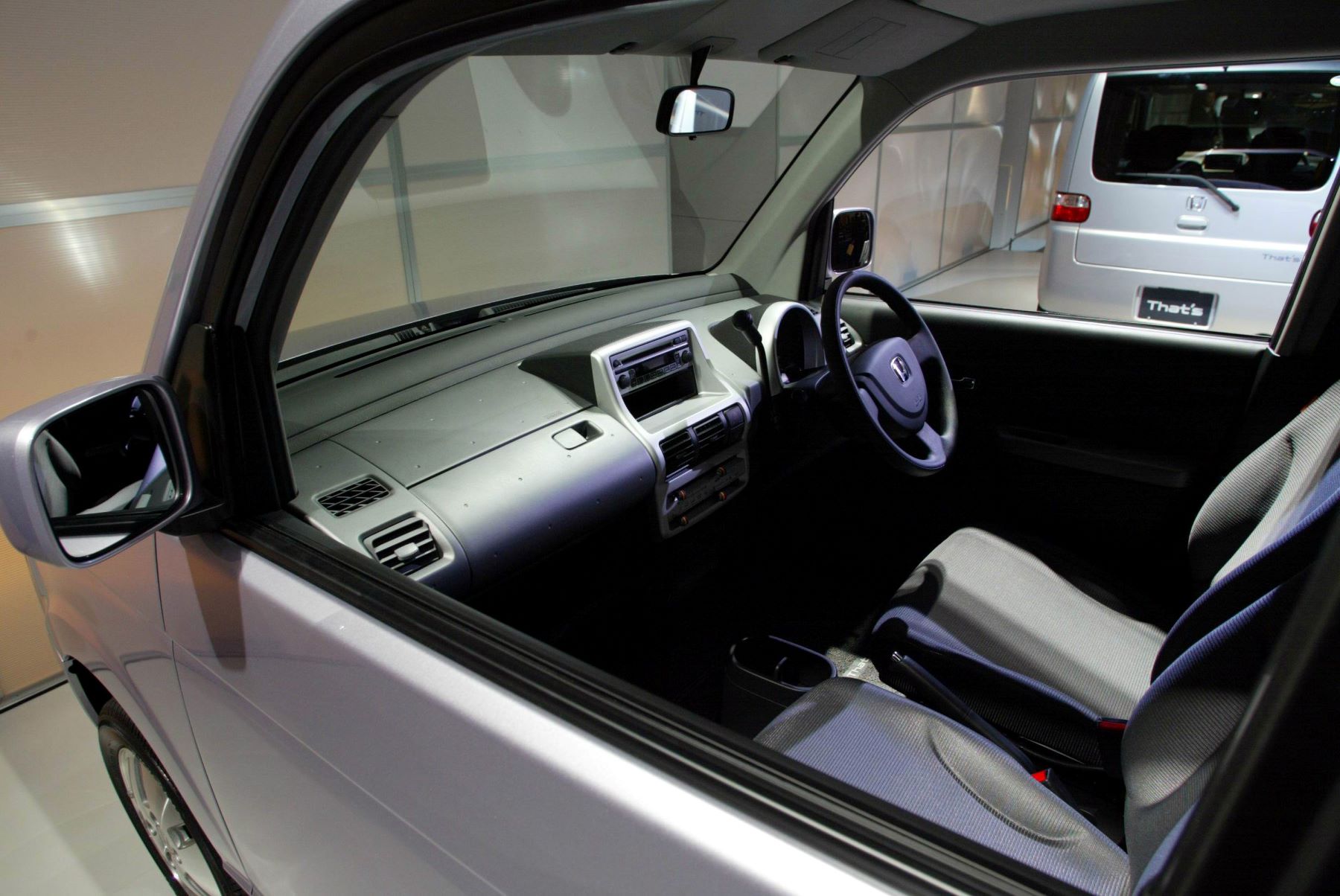 The interior of the Honda Thats, which features a right-side drivers seat for right-hand drive countries