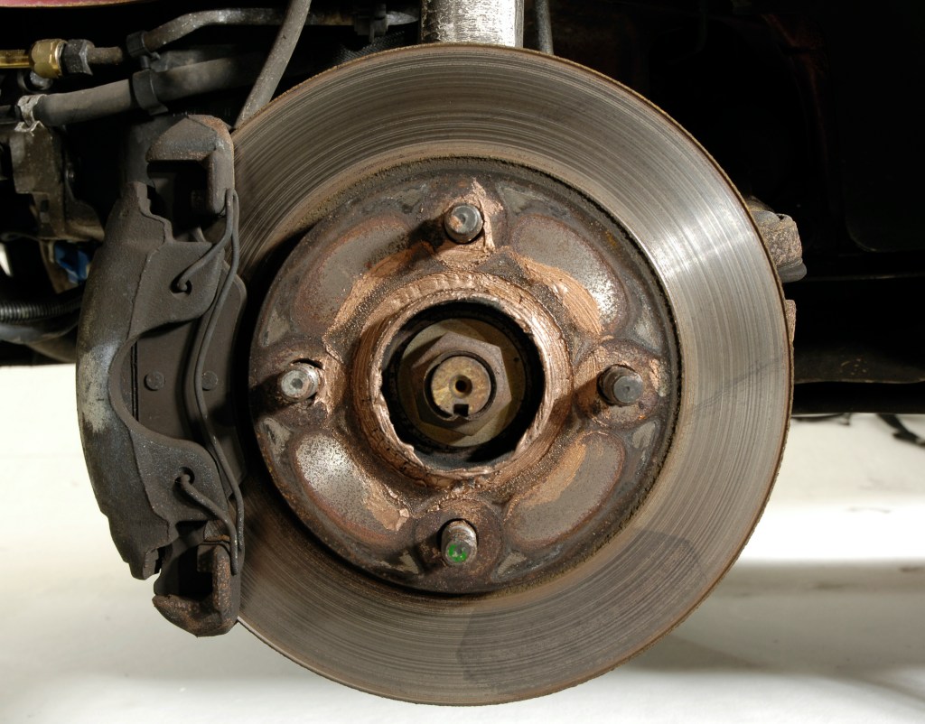 A semi-rusty brake rotor.