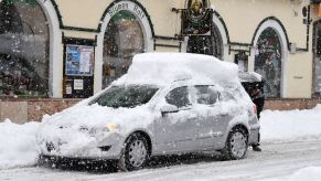 A snow-covered car in Bavaria, Berchtesgaden