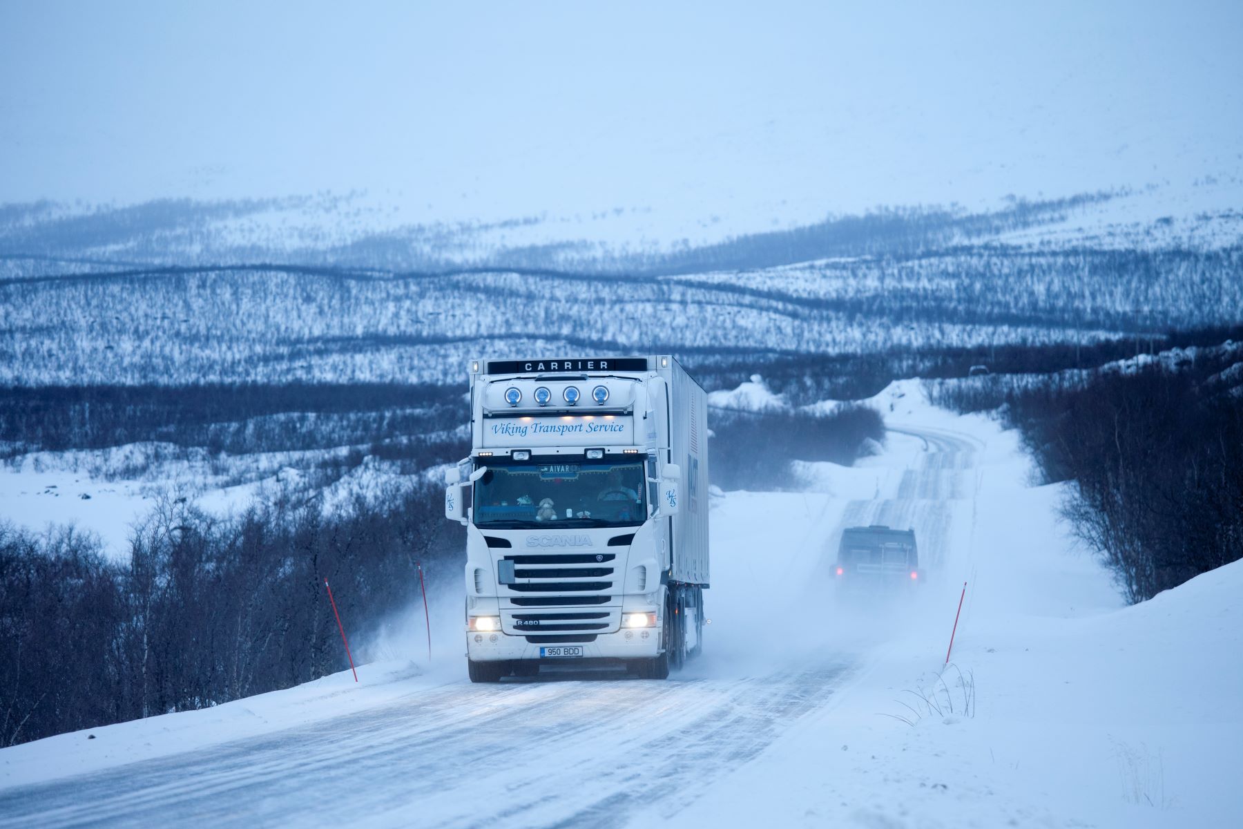 A trucker driving through Nordic region of Europe, including Norway, Finland, and Sweden