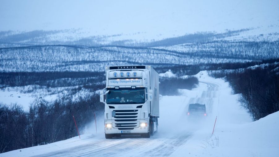 A trucker driving through Nordic region of Europe, including Norway, Finland, and Sweden