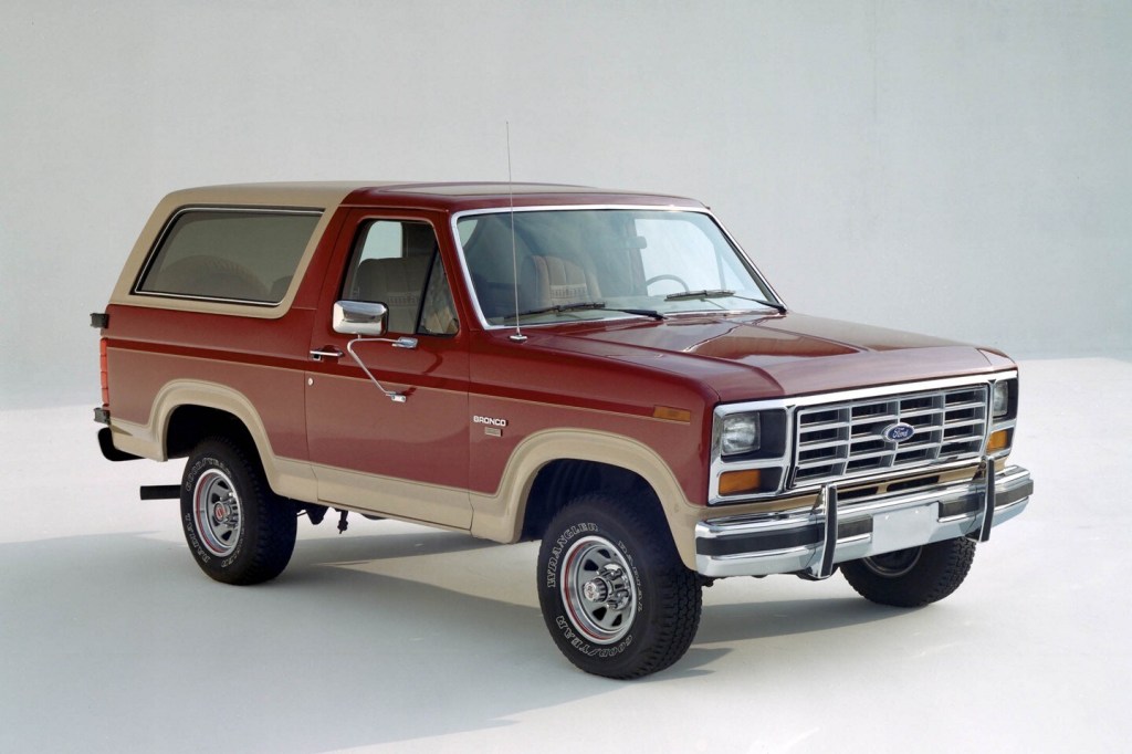 A 1985 Ford Bronco off-road SUV. An iconic part of the history of the Ford Bronco.