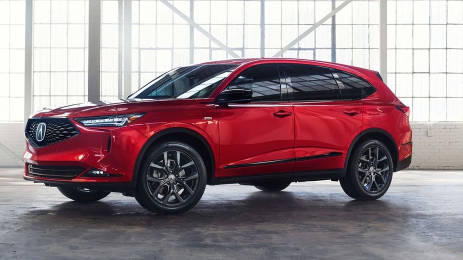 Red 2022 Acura MDX posed