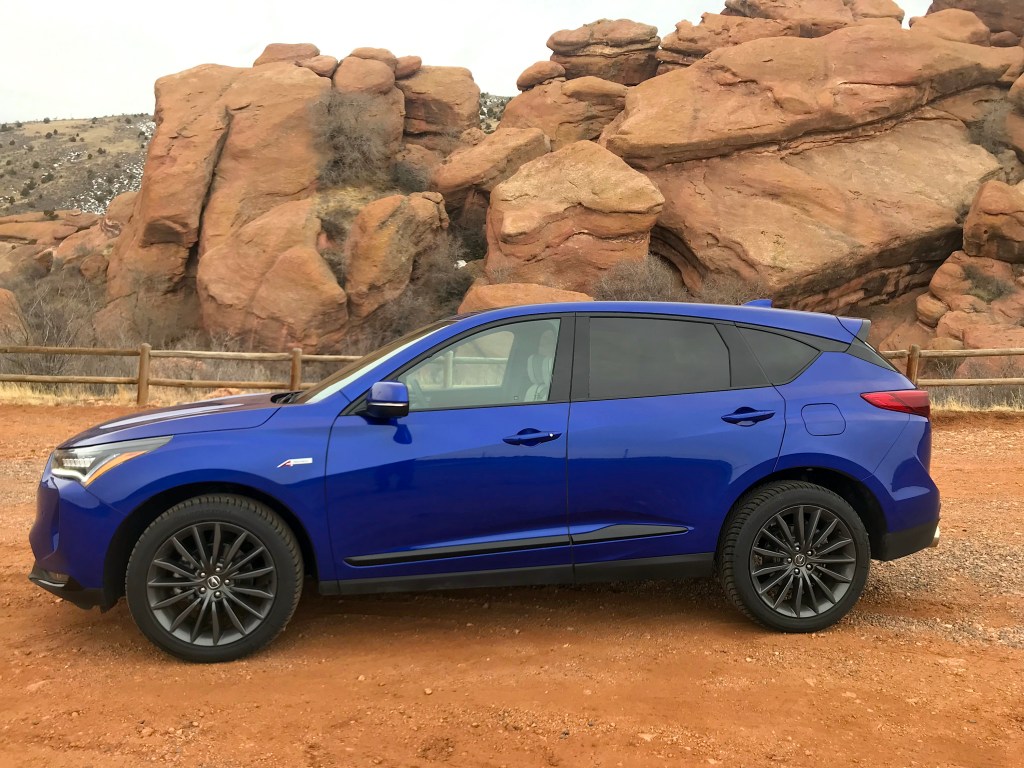 2022 Acura RDX side shot against red rocks