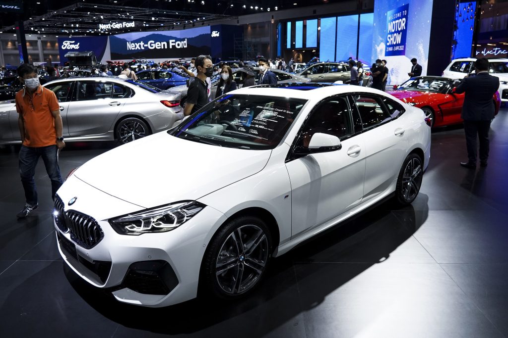 White BMW 2 Series at an auto show