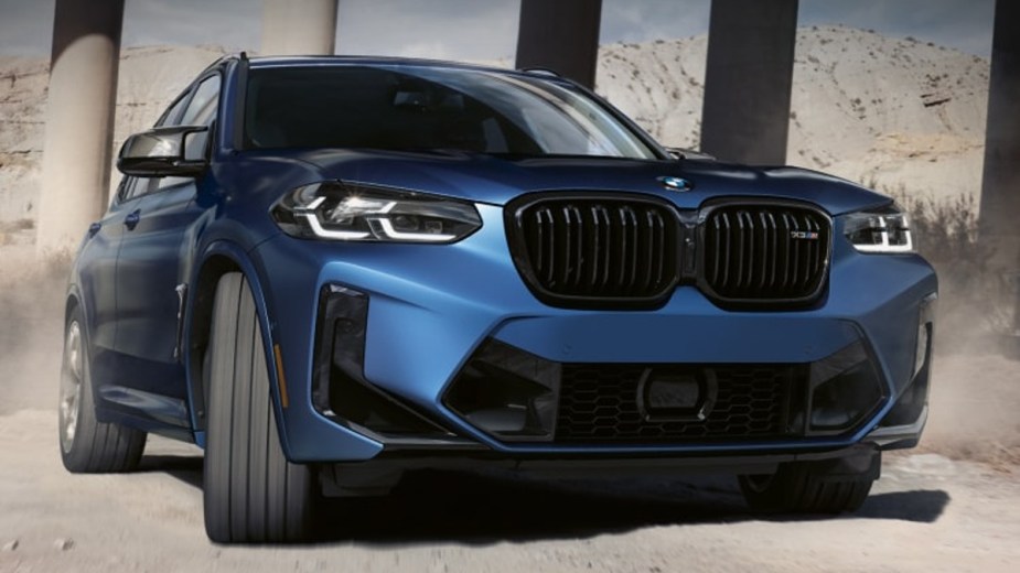 Blue 2022 BMW X3 M is fast, but expensive. The BMW X1 or BMW X3 can be ordered in M trim.  