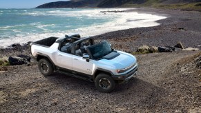 2022 GMC Hummer EV parked on the beach