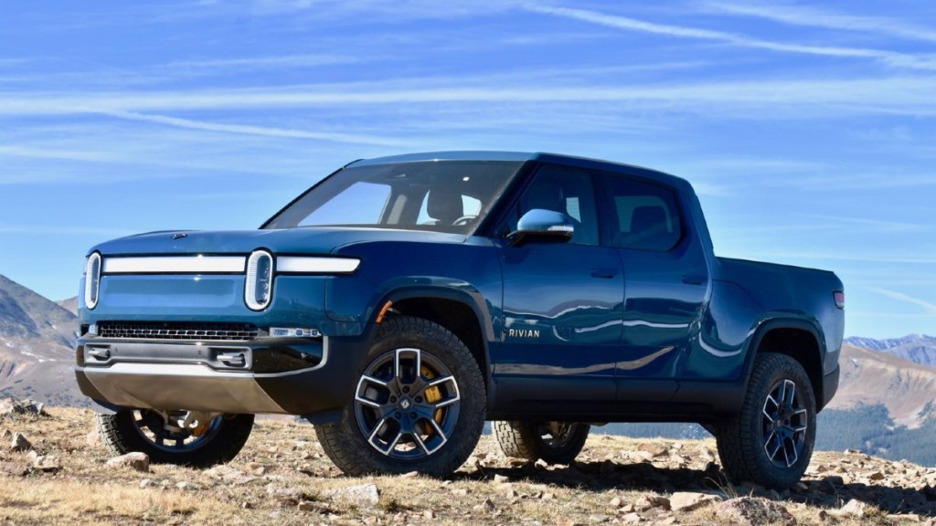 Blue 2022 Rivian R1T electric pickup truck - how long does it take to charge an electric pickup truck?