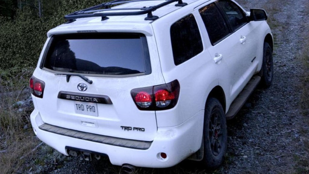 White 2022 Toyota Sequoia TRD Pro on the trails