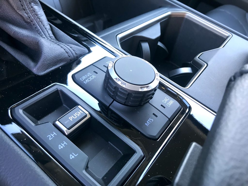 The 2022 Toyota Tundra's center console gear select dial