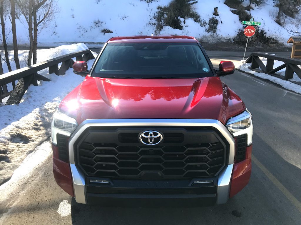 A front view of the 2022 Toyota Tundra's massive grille