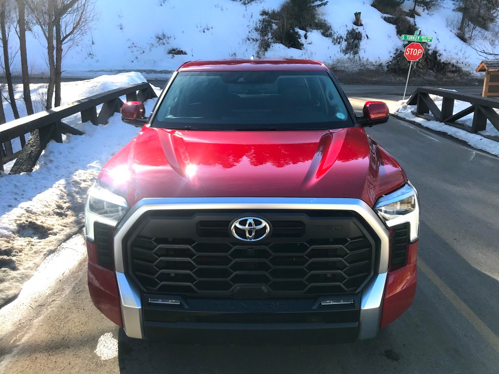 A front view of the 2022 Toyota Tundra's massive grille