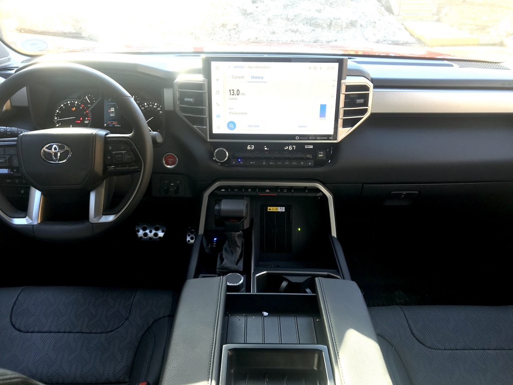 a front interior view of the 2022 Toyota Tundra