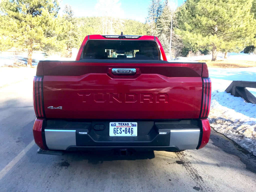 A rear shot of the 2022 Toyota Tundra