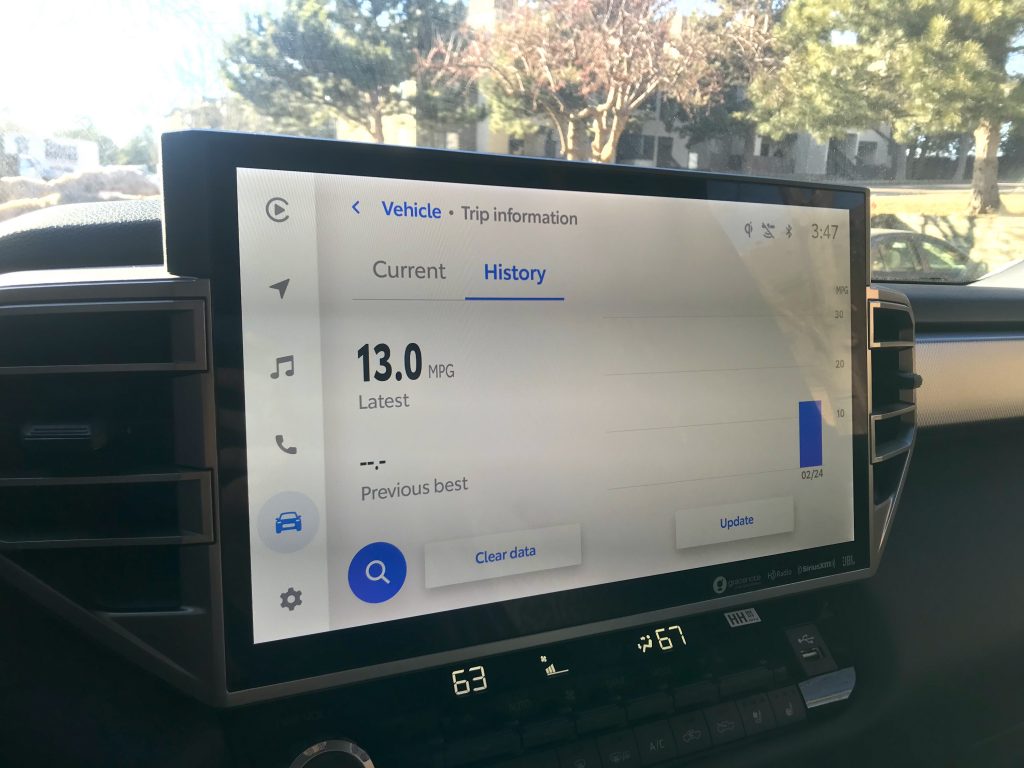 A Toyota Tundra infotainment screen, they keep growing, but where are the safety regulations? Distracted driving is an issue.