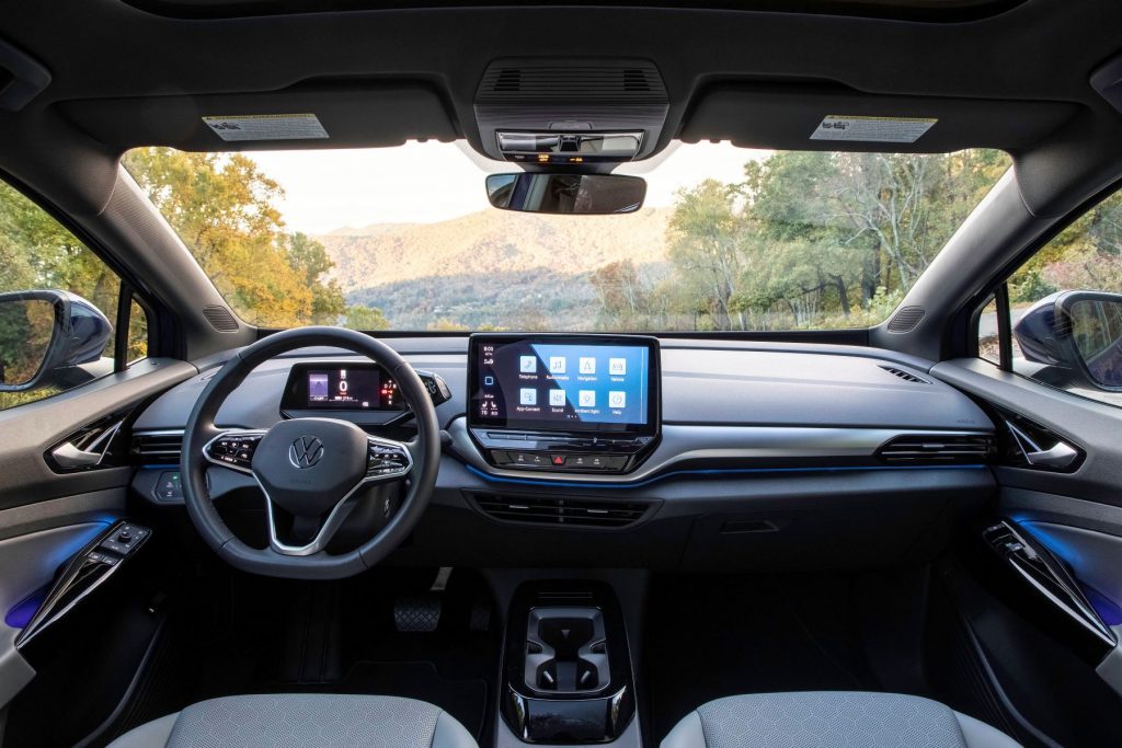 2022 Volkswagen ID.4 all-electric compact SUV interior dashboard and infotainment touchscreen setup, is it the same as audio?