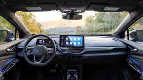 2022 Volkswagen ID.4 all-electric compact SUV interior dashboard and infotainment touchscreen setup