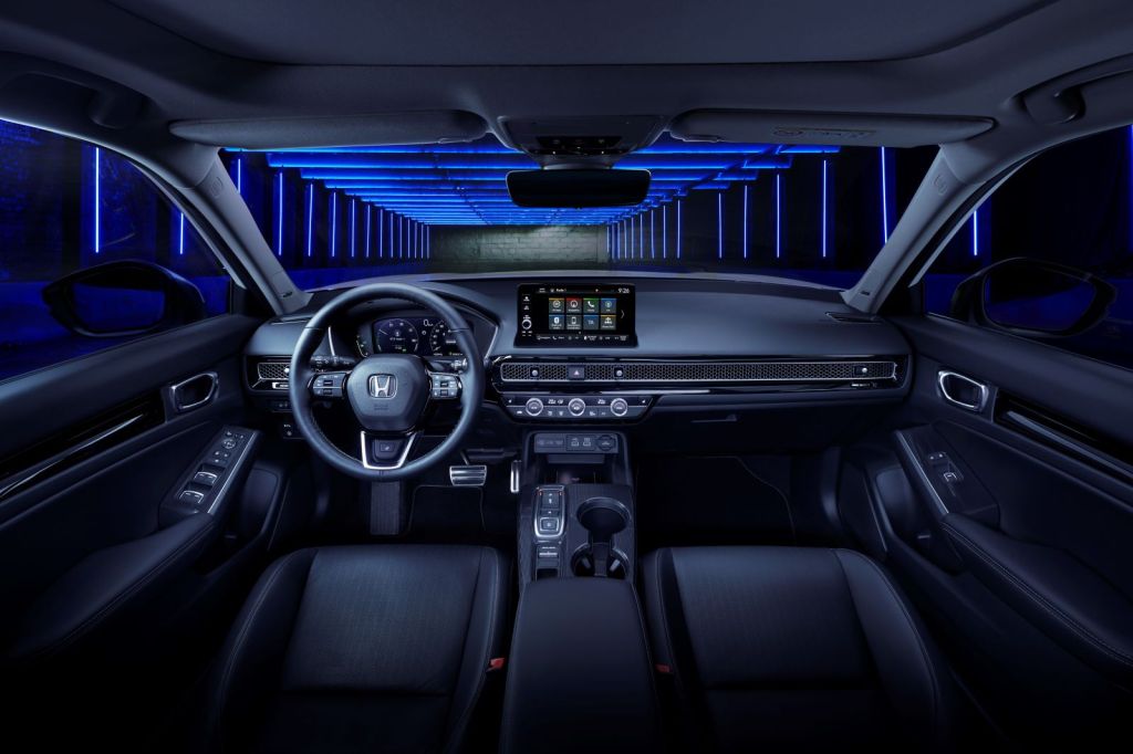 Interior of the 2022 Honda Civic e:HEV hybrid sedan
