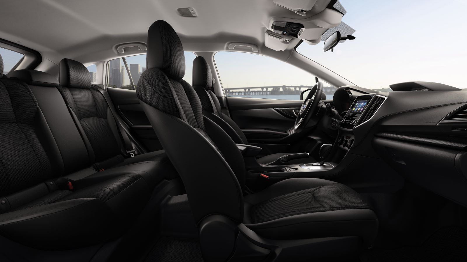 Interior view of a 2022 Subaru Impreza trim level with black upholstery
