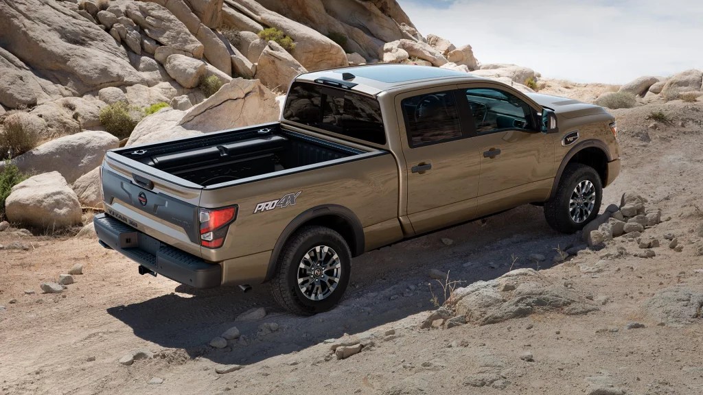 The 2022 Nissan Titan PRO-4X boasts its off-road capability as a 4x4, full-size truck.