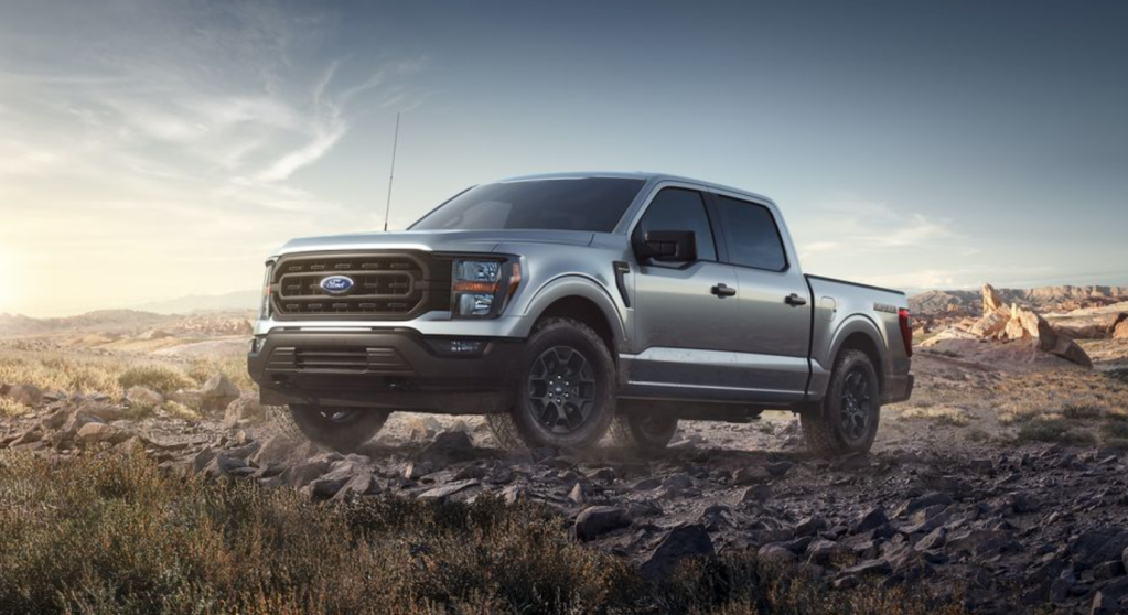 The 2023 Ford F-150 Rattler parked in a field 