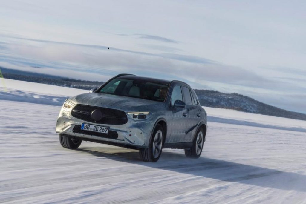 Mercedes has a lot riding on the 2023 GLC, which is one of its best sellers. Here, it's shown in winter testing.  